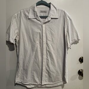 James Campbell Navy Micro-Print Short Sleeve Button-Up Shirt (Size L)